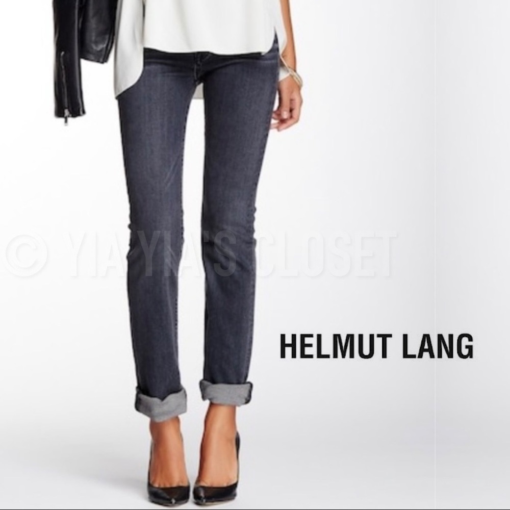 Helmut Lang Women’s SZ 24 High-Rise Slim Jeans in Dark Blue/Indigo Stretch Denim